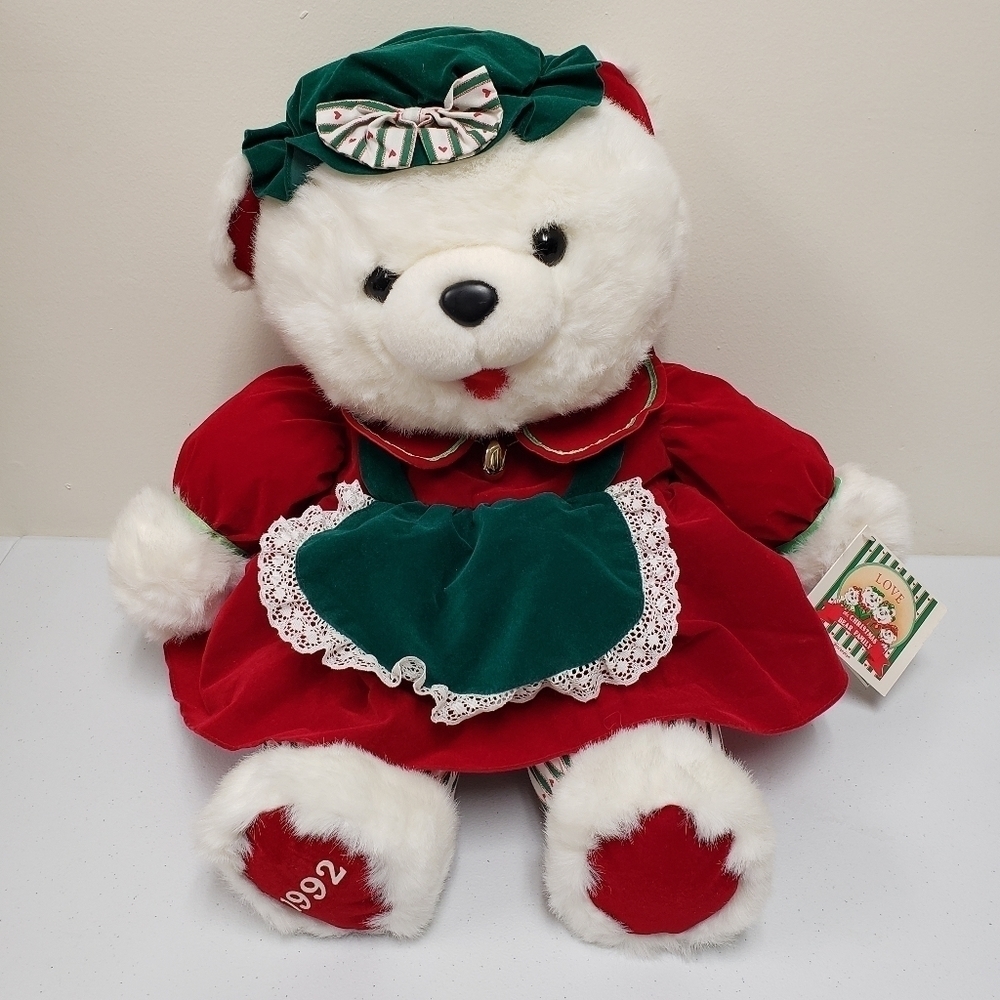 Kmart 20" Christmas Holiday Momma Teddy Bear 1992 Vintage Stuffed Animal Plush
